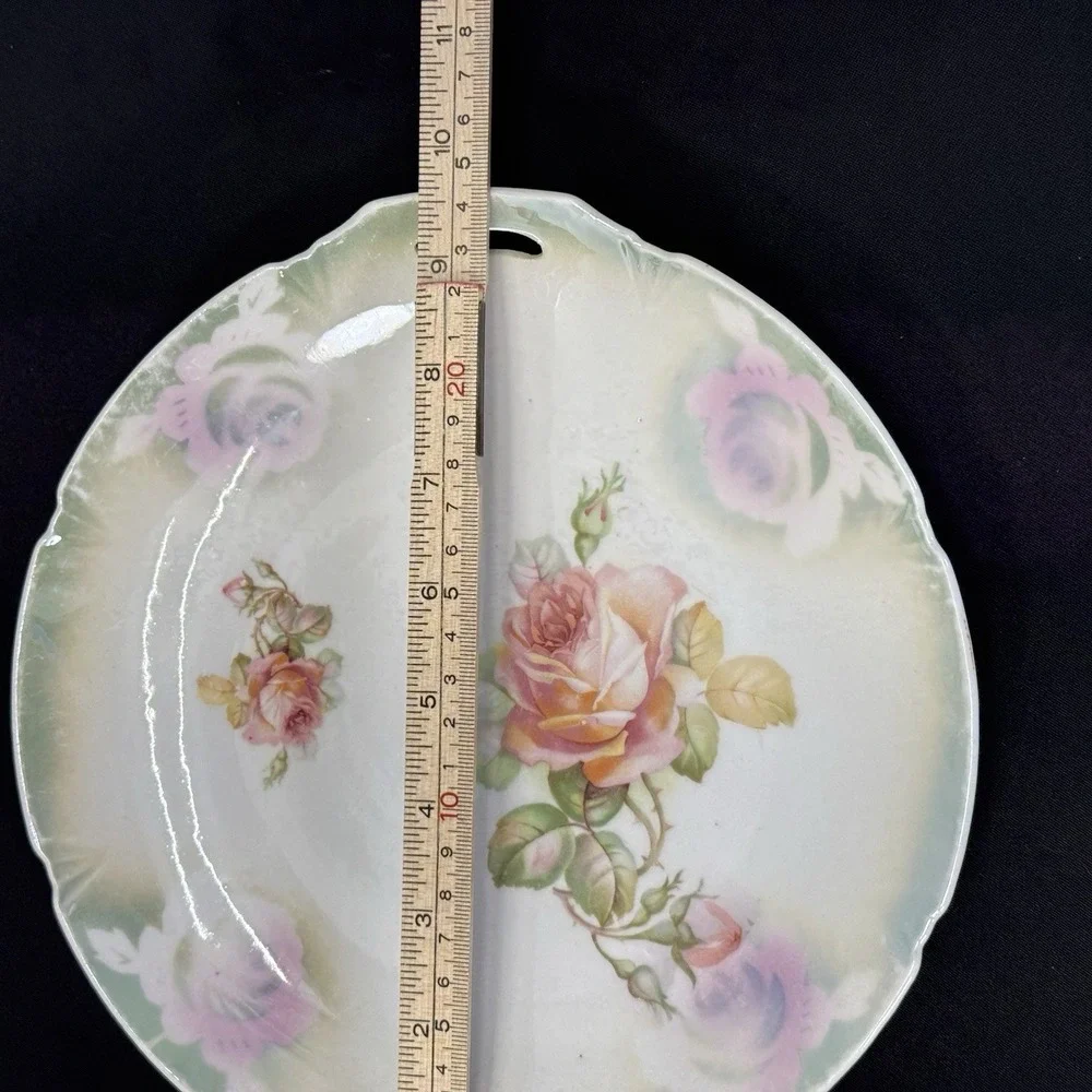 Antique Leuchtenburg Germany Lusterware Platter‎ Tray Roses